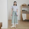溫碧霞自創IRENENA服裝春季新蕾絲藍色闊腿牛仔褲